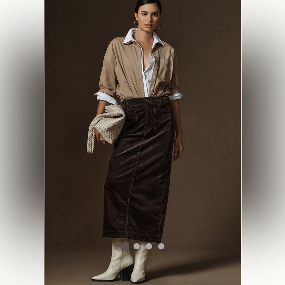 Anthropologie Chocolate Brown Maxi Skirt